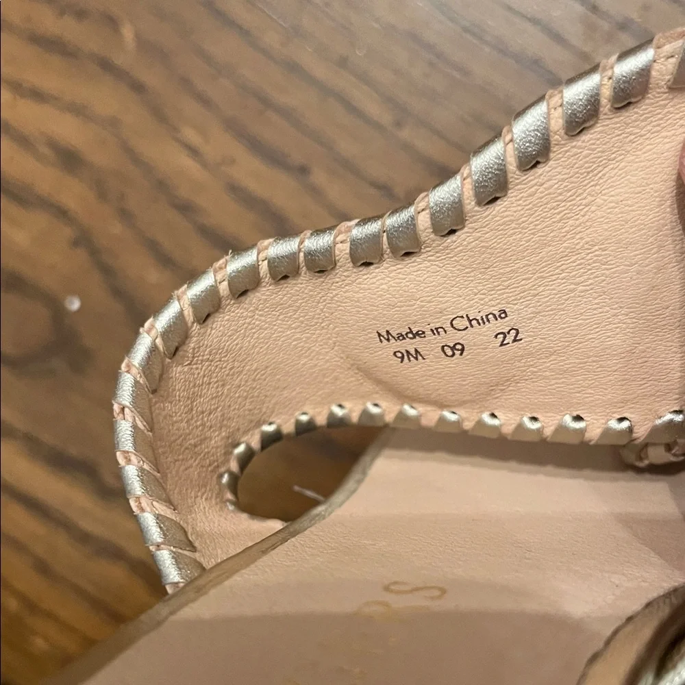 Jack Rogers Jacks Leather Stacked Mid Wedge, size 9,‎ new